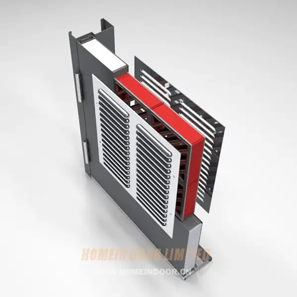 Fireproof steel door louver construction